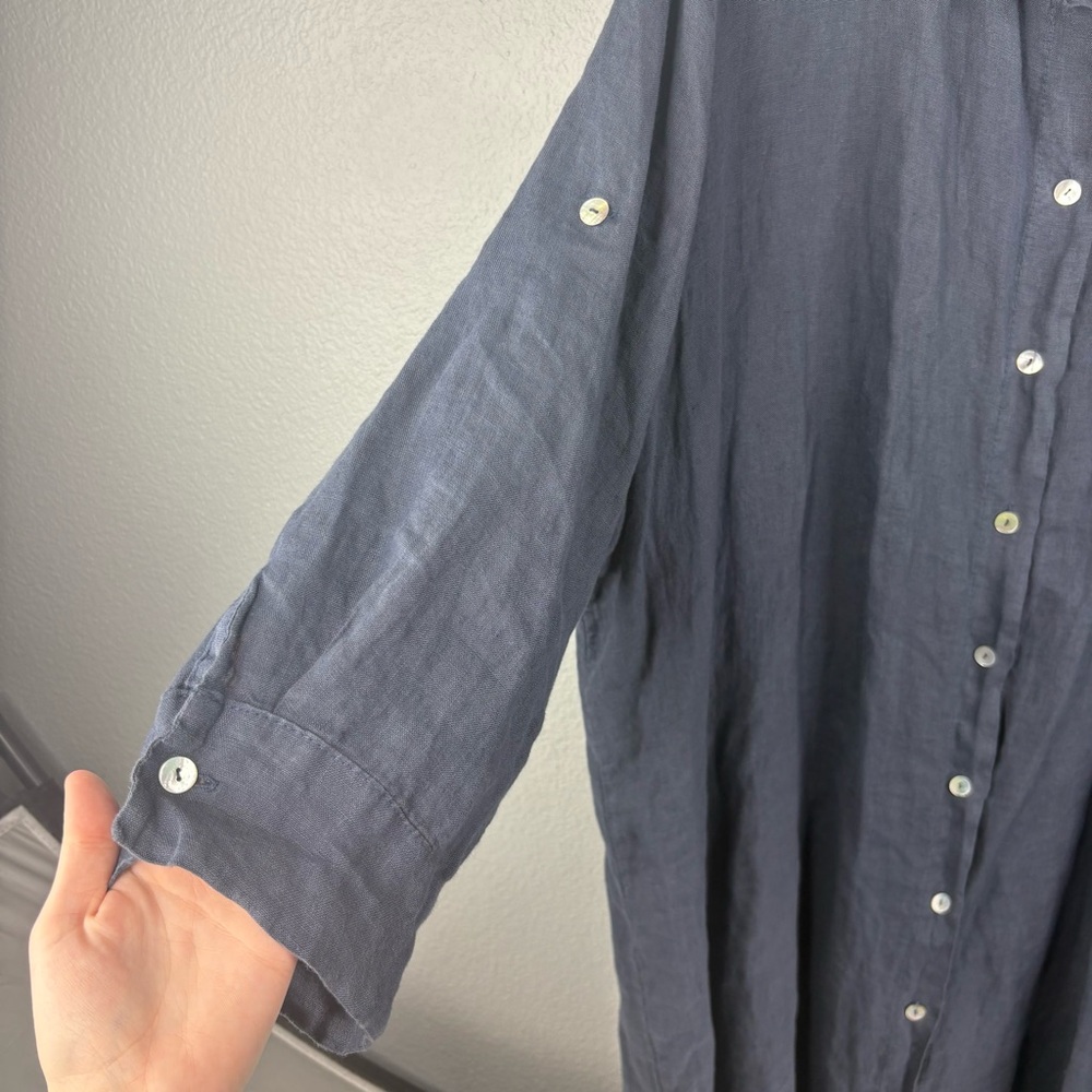 Talia Benson Linen Button-front Shirtdress Lagenlook - Picture 4 of 10